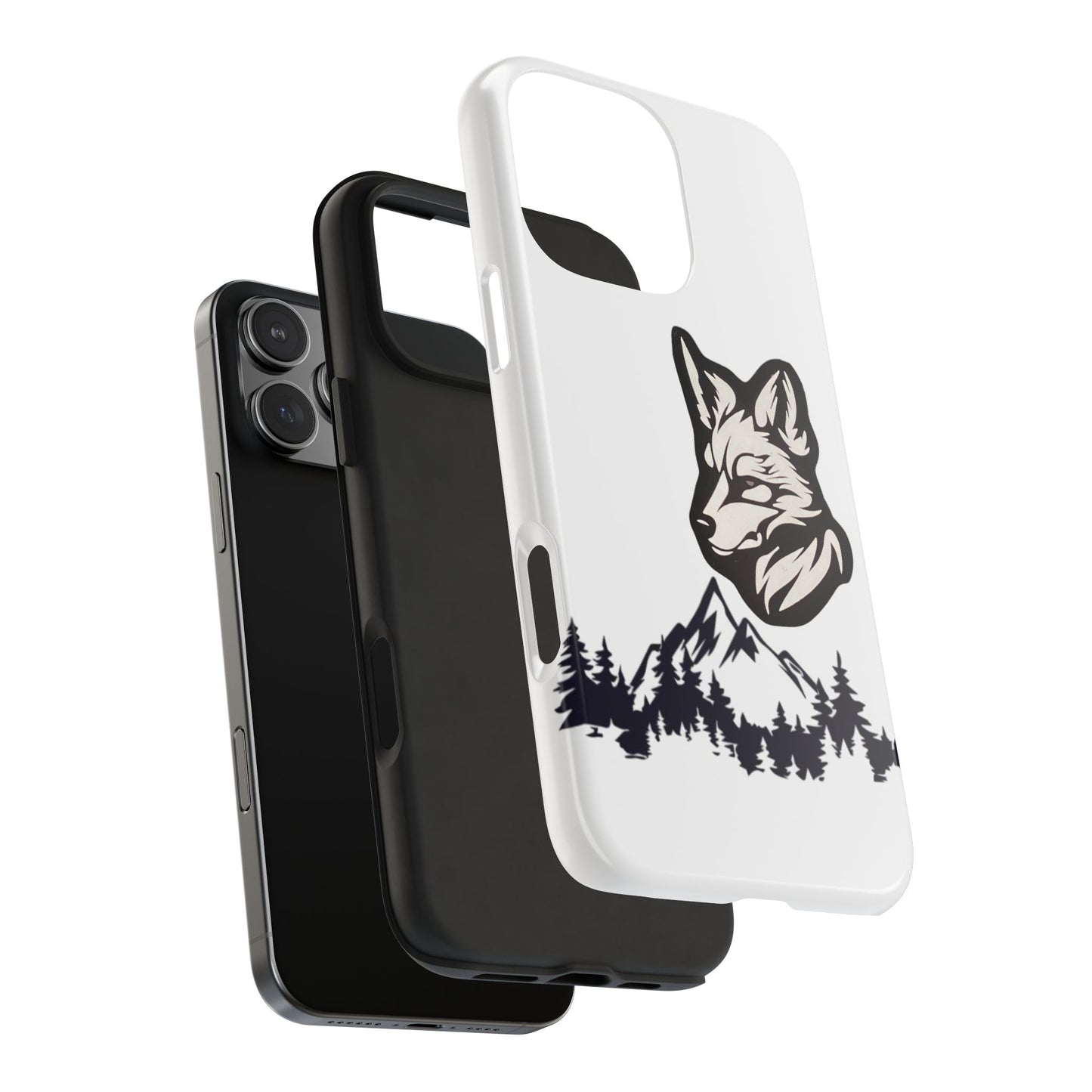 Black Coyote Phone Case With Mountains