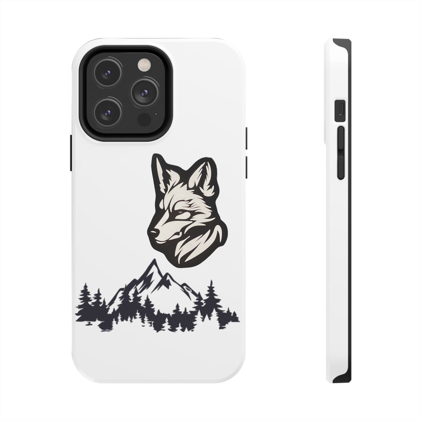 Black Coyote Phone Case With Mountains