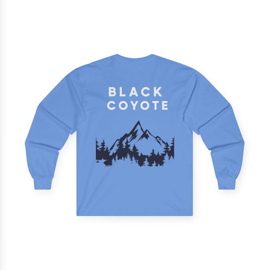 Adventure-Ready Unisex Long Sleeve Tee - Black Coyote Mountain Design