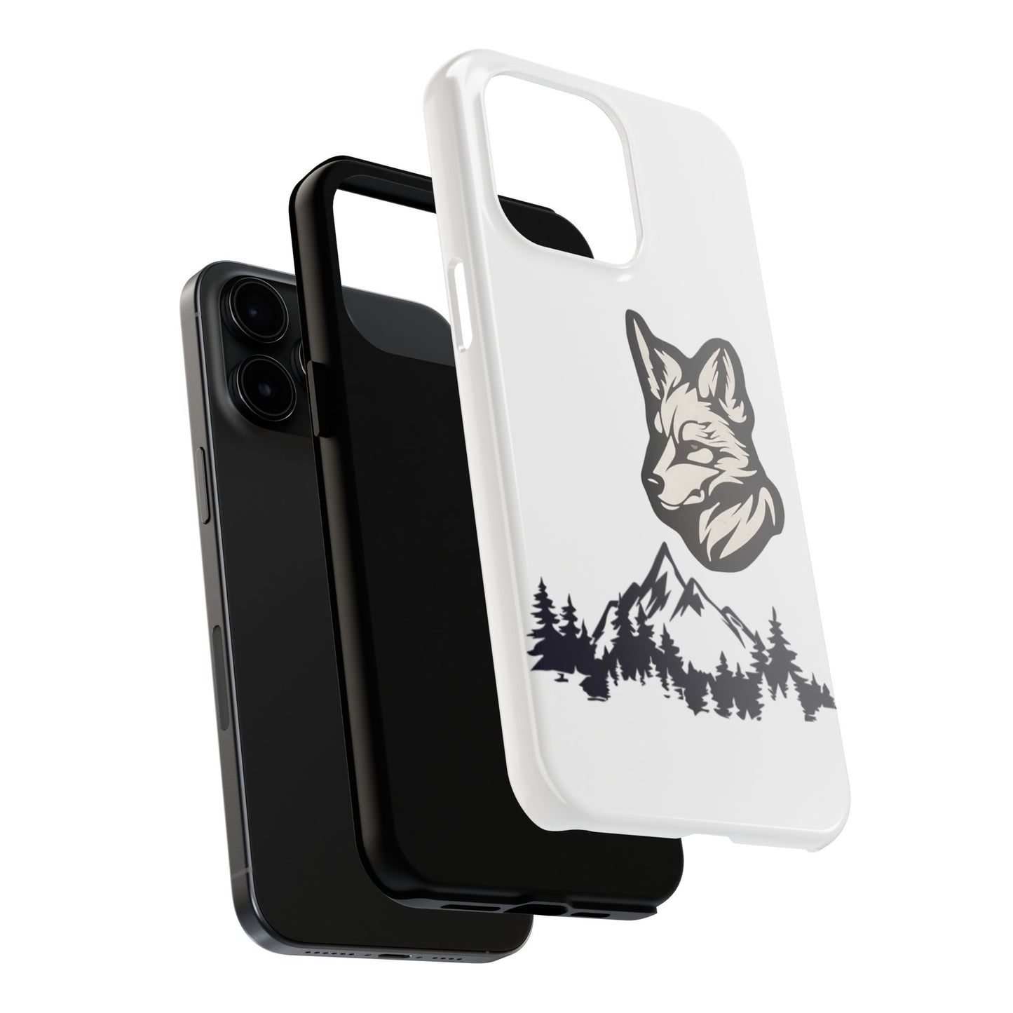 Black Coyote Phone Case With Mountains