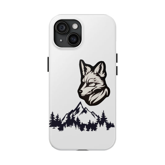 Black Coyote Phone Case With Mountains