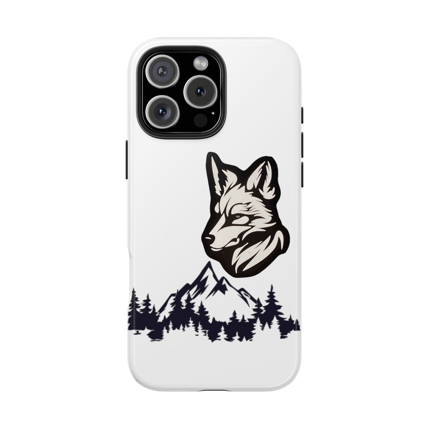 Black Coyote Phone Case With Mountains