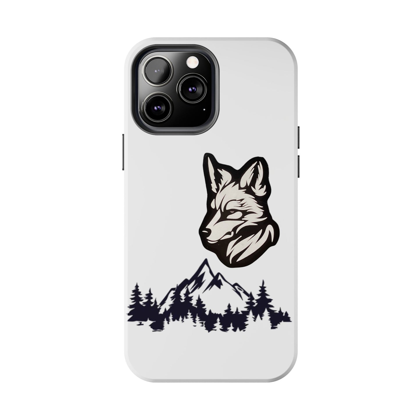 Black Coyote Phone Case With Mountains