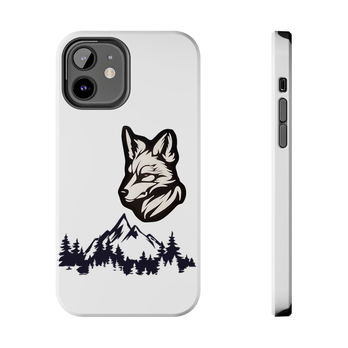 Black Coyote Phone Case With Mountains