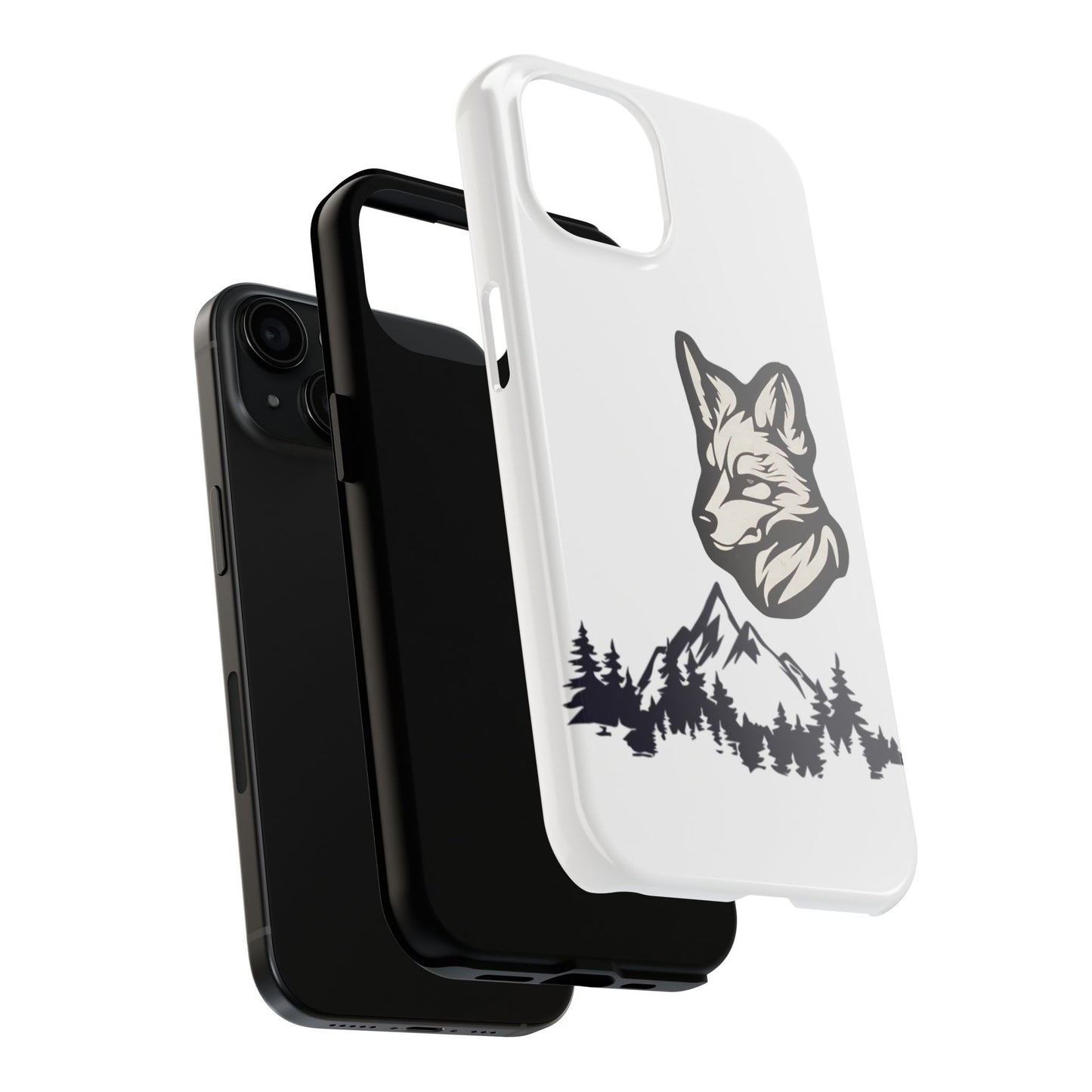 Black Coyote Phone Case With Mountains