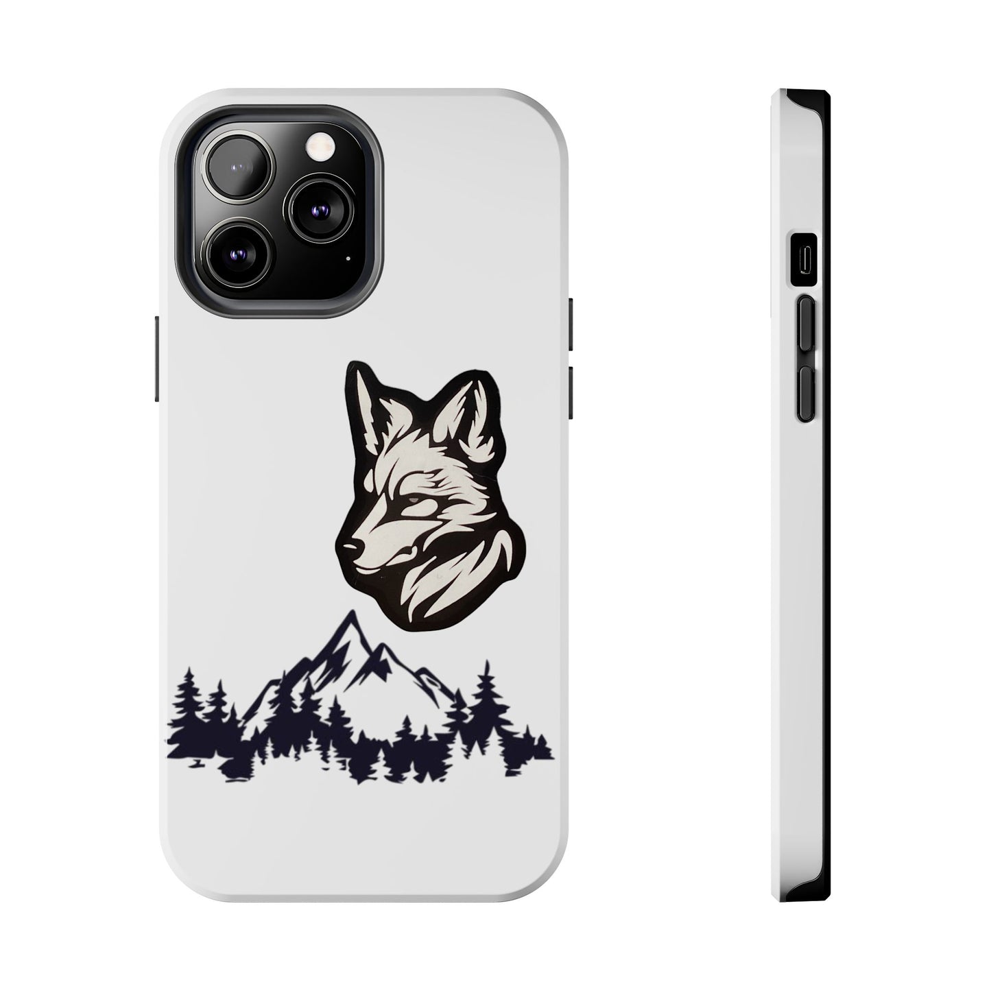 Black Coyote Phone Case With Mountains