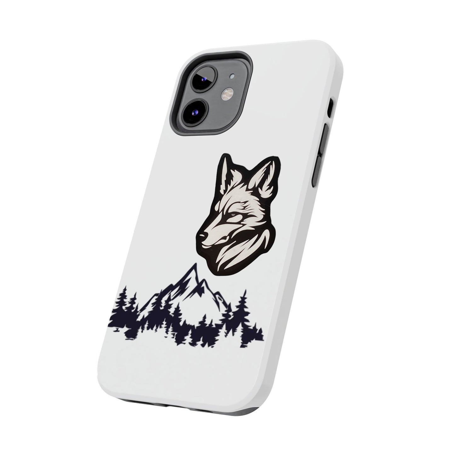 Black Coyote Phone Case With Mountains